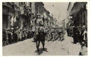 1940 Szatmárnémeti, bevonulás / entry of the Hungarian troops 'visszatért' So. Stpl