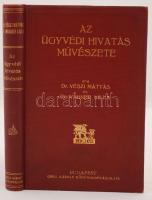 Dr. Vészi Mátyás-Dr. Wagner Lilla: Az ügyvédi hivatás művészete. Az országos ügyvédszövetség pályadíjával kitüntetett munka. Bp., 1929, Grill Károly Könyvkiadóvállata. Kiadói aranyozott egészvászon kötés, szép állapotban.