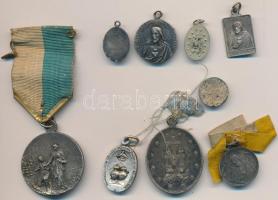 9db klf vegyes fém vallási érem Szűz Mária ábrázolásával, közte szalagosak is T:vegyes