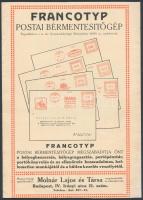 cca 1929 A Francotyp postai bérmentesítőgép(bélyegragasztást helyettesítő gép) illusztrált prospektusa