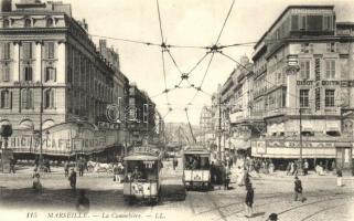 Marseille, La Cannebiere, cafe, tram