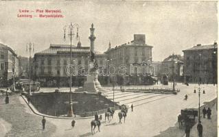 Lviv, Lwów, Lemberg; Plac Maryacki / square, monument (Rb)