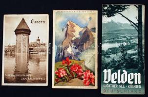 cca 1920-1930 3 db utazási prospektus (Velden am Wörther See, Wengernapl- und Jungfraubahn, Luzern) / cca 1920-1930 tourist guides (Velden am Wörther See, Wengernapl- und Jungfraubahn, Luzern)