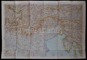 cca 1916 Az osztrák-olasz határterület térképe, G.Freytag & Berndt, 54x80 / Karte des Österreichisch-italienischen Grenzgebietes, G.Freytag & Berndt, 54x80