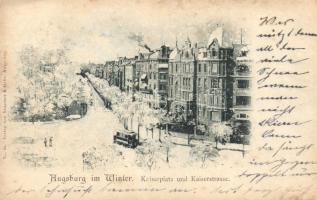 Augsburg, Kaiserplatz, Kaiserstrasse / square, street, tram, winter (EK)