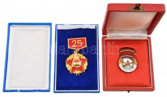 ~1970. "Munkásőr - 25 év" aranyozott, zománcozott jelvény eredeti, de sérült dísztokban + ...