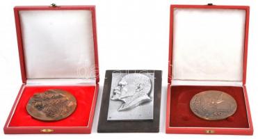 Loósz József (1908-) DN "Lenin" fém plakett fatalpon + Bajnok Béla (1937-) 1985. "Fel...