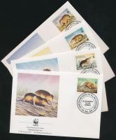 WWF Mole rat block of 4 + 4 FDC WWF Patkányvakond négyestömb + 4 FDC