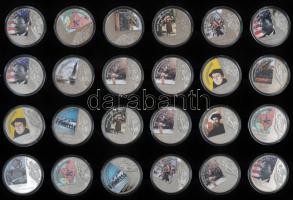 Libéria 2006. 10$ "Szabadság pillanatai" multicolor emlékpénz sorozat 24db-ja eredeti díszdobozban, több azonos motívum T:PP ujjlenyomatos Liberia 2006. 10$ "Moments of Freedom" 24pcs of multicolor commemorative coin series in original case, more the same C:PP with fingerprints