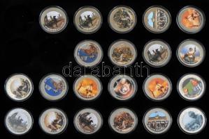 Libéria 2001. 10$ "Szabadság pillanatai" multicolor emlékpénz sorozat 21db-ja eredeti díszdobozban, több azonos motívum T:PP ujjlenyomatos Liberia 2001. 10$ "Moments of Freedom" 21pcs of multicolor commemorative coin series in original case, more the same C:PP with fingerprints