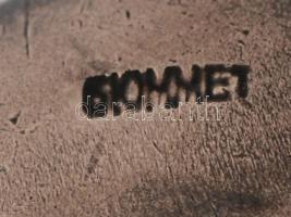 Giommet, Ékszertartó, ezüstözött fém,zománc berakással,jelzett, d:5,5cm, m:3,5cm