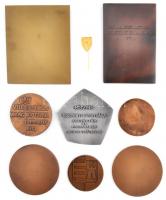 ~1970-1980. 8db klf fém plakett dísztokban: "Budapest centenáriumának tiszteletére / VIII. Orsz...