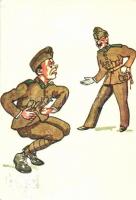 II. világháborús, humoros magyar katonai lap; kiadja Bruck Mihály / WWII Hungarian military art postcard