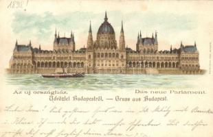 1898 Budapest V. Parlament, litho, Rigler Rt. (levágott / cut)