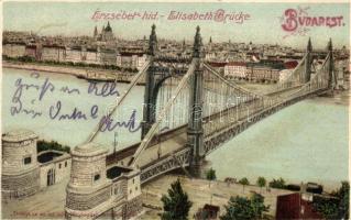 Budapest, Erzsébet híd litho (EB)