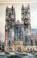 Antony Dracup (1930-2002): London St Margarets church. Akvarell, papír, jelzett, üvegezett keretben,...