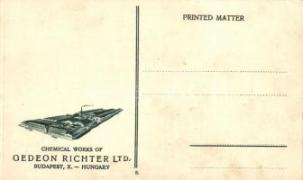 Budapest V. Parlament; hátoldalán Richter Gedeon gyár reklám