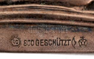 Szecessziós német ezüst (Ag.) fali dísz, hattyúval díszítve, jelzett, 26,4 g