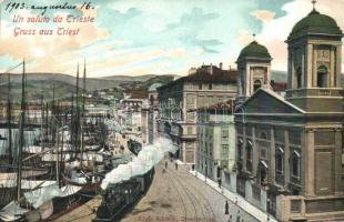 Trieste, quay, locomotive, ships