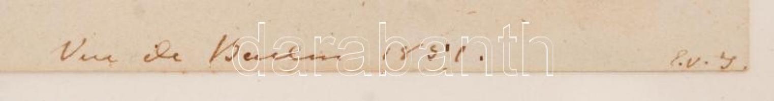 Elisabeth von Schukowski (szül. von Reutern, 1821-1856): Vue de Baden 1851. Akvarell, papír, jelzett...