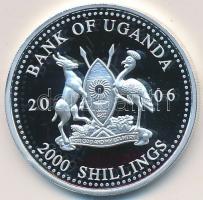 Uganda 2006. 2000Sh Ag "A labdarúgás halhatatlanjainak csarnoka - Brazília 1980-as évek/Zico" (25,86g) T:PP Uganda 2006. 2000 Shillings Ag "Hall of Fame of football - Brazil 1980s/Zico" (25,86g) C:PP