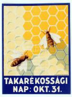 cca 1930-1940 Takarékossági nap: Okt. 31., a takarékosságot népszerűsítő szórólap, hátoldalán a takarékossági tízparancsolattal, 10x13 cm