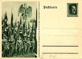 SA Brown shirts on parade / Festpostkarte zum Reichsparteitag Ga.