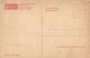 Harctéri villa, a Képes Újság felvételei; hátoldalán Lysoform reklám / WWI military card, military b...