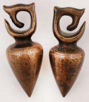 cca 1900-20 Borneo (Sarawak), Dajak /Dayak bronz fülbevaló 8x3cm / Antique brass /bronze Earring- ear weight piercing