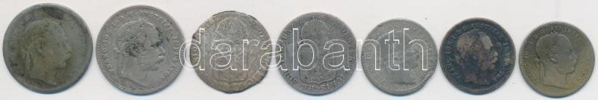 Ausztria ~1840-1870. 7db krajcár, közte 1869. 20kr Ag, Ausztria/cseh verdejel 1849C 6kr Ag T:3,3-
Au...