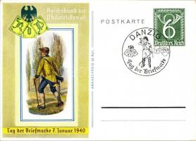 1940 Tag der Briefmarke, Danzig. Reichsbund der Philatelisten / day of philately in Gdansk So.Stpl Ga.