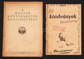 1940-1941 2 db könyvjegyzék: Új kiadványok karácsony, A Magyar Könyvbarátok Könyvjegyzéke