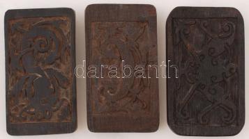 Borneo (Sarawak), Dajak /Dayak festék bélyegző készlet, vasfa,3db, 12x7cm / 3 ink block tattoo nativ...