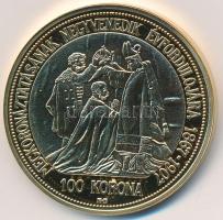DN "Történelmi aranypénzek - Ferenc József 1907. 100 korona" aranyozott rézötvözet utánver...
