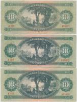 1962. 10Ft (3x) az egyik fordított hátlapi "01"-es alapnyomattal + 100Ft (2x) T:III,III-