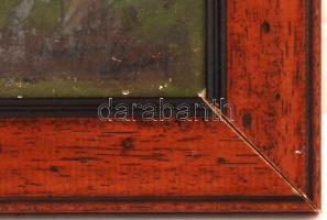 Olvashatatlan jelzéssel: Ahol a szivárvány földet ér, olaj, vászon, fa keretben, 29,5×36 cm