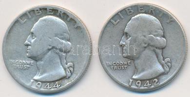 Amerikai Egyesült Államok 1942-1944. 1/4$ Ag "Washington Quarter" (2x) T:2-,3
USA 1942-194...