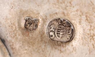 Ezüstözött dísztál, fém, jelzett, d:26 cm, m:6,5 cm