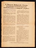 1956. október 26. A Magyar Dolgozók Pártja Központi Vezetőségének nyilatkozata a magyar néphez, szórólap, 22x30 cm