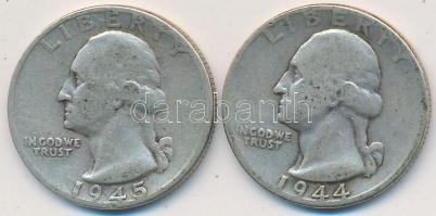 Amerikai Egyesült Államok 1944-1945. 1/4$ Ag "Washington Quarter" (2x) T:3
USA 1944-1945. ...