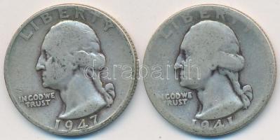 Amerikai Egyesült Államok 1914-1947D 1/4$ Ag "Washington Quarter" (2x) T:2-,3
USA 1941-194...