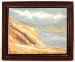 Kárpáthi jelzéssel: Sziklás tengeröböl, olaj, fa, keretben, 48×60 cm