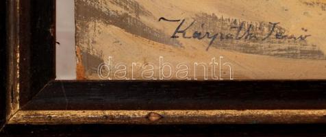 Kárpáthi jelzéssel: Sziklás tengeröböl, olaj, fa, keretben, 48×60 cm