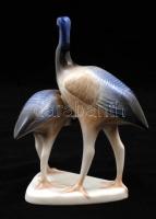 Hollóháza Ibis madár pár, kézzel festett, jelzett, hibátlan, 13x17cm