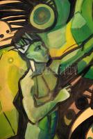 Xantus jelzéssel: Smaragdlovas, olaj, fa, keretben, 79×98,5 cm