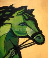 Xantus jelzéssel: Smaragdlovas, olaj, fa, keretben, 79×98,5 cm