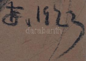 OF jelzéssel: Női portré, szénrajz, papír, 47,5×32 cm