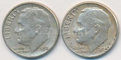 Amerikai Egyesült Államok 1964-1964D 1D Ag (2x) T:2,2-
USA 1964-1964D 1 Dime Ag (2x) C:XF,VF