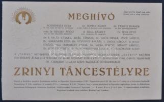 1927 Meghívó a Zrínyi táncestélyre, a rendezők, védnökök, stb. névsorával