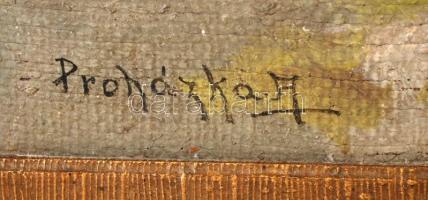 Prohászka József (1886-1964): Almaszedés. Olaj, vászon, jelzett, antik keretben, 80×60 cm